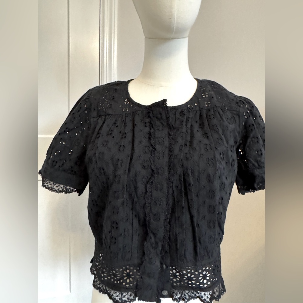 NWT J Crew Button front Eyelet cropped top